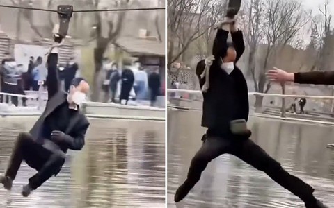 Người đàn ông quê một cục với màn đu dây lỗi