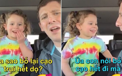 Bố ngơ ngác khi con gái gọi là 'ngốc' vì nghe lời cạo hết râu
