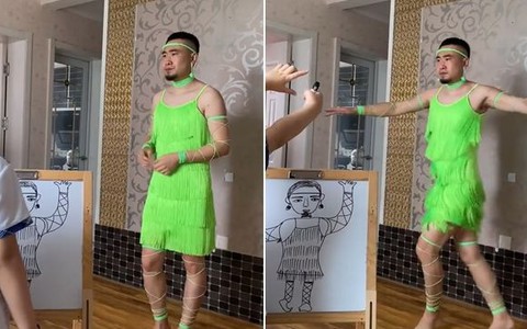 Bố cam chịu đứng làm người mẫu cho con trai tập vẽ (P2)