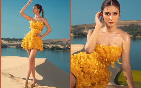 Kim Tuyến tự tin thả dáng nóng bỏng trên đồi cát