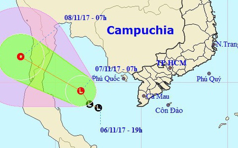 Vùng áp thấp mạnh thành áp thấp nhiệt đới