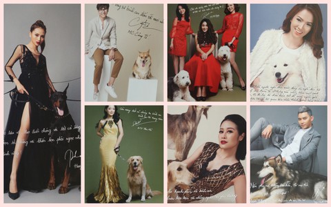 Hoài Anh, Đan Lê, Vân Hugo... chụp ảnh với chó để làm từ thiện