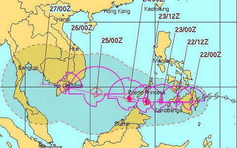 Bão Tembin có thể giật cấp 14 khi vào Biển Đông
