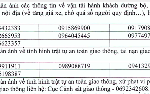 Công bố 12 số điện thoại đường dây nóng giao thông dịp tết Dương lịch