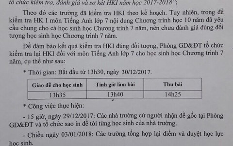 Ra đề vượt quá chương trình, 12 trường phải tổ chức kiểm tra lại