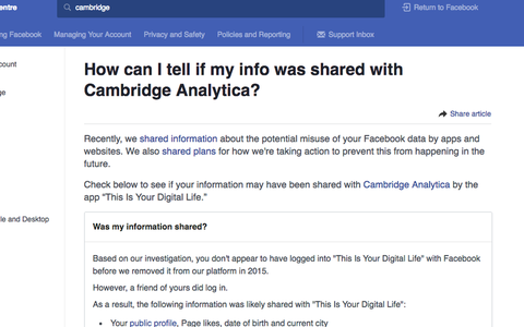 Công cụ giúp kiểm tra ngay ai là nạn nhân của Cambridge Analytica