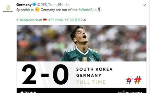 Tuyển Đức 'thống trị' mạng xã hội sau khi bị loại khỏi World Cup