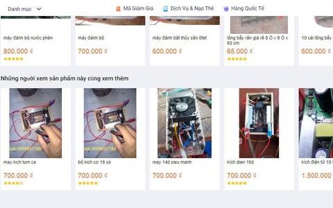 Công khai bán dụng cụ kích điện, đánh bắt cá trái phép