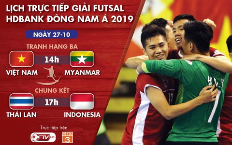 Lịch trực tiếp Giải futsal Đông Nam Á 2019: Việt Nam và Myanmar tranh vé dự giải châu Á