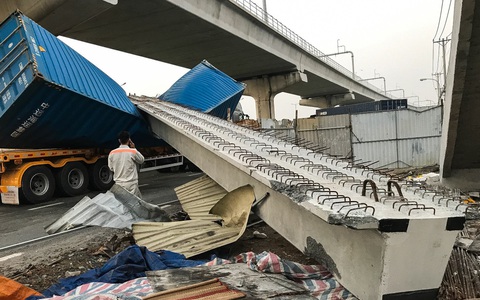 Dầm cầu vượt Suối Tiên sập do chiều cao thấp hơn thiết kế