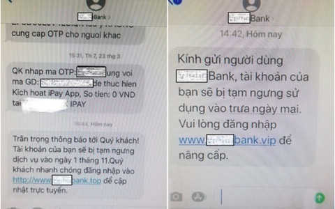 Giả tin nhắn thương hiệu, lừa lấy tiền trong tài khoản người dân