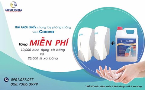 Thế Giới Giấy tặng 10.000 bình đựng 25.000 lít xà bông rửa tay
