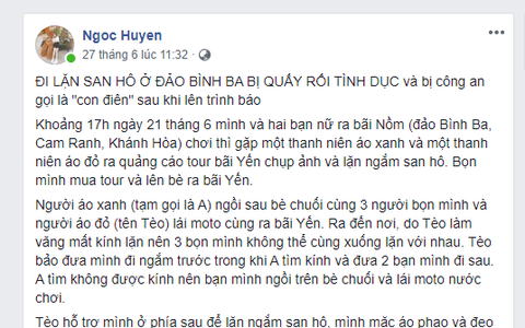 Một cô gái tố bị quấy rối tình dục khi lặn ngắm san hô ở đảo Bình Ba