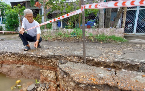 Xuất hiện vết nứt mới ở Cần Thơ, dân lại mất ngủ vì lo sạt lở