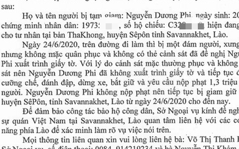 Xác minh thông tin một công dân Quảng Trị bị đánh đập và tạm giam tại Lào