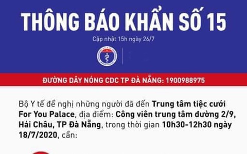 Thông báo khẩn tìm người đi đám cưới cùng bệnh nhân 416