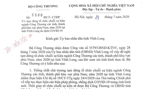 Bộ Công thương tạm dừng chuỗi sự kiện ngành khu vực phía Nam do COVID-19