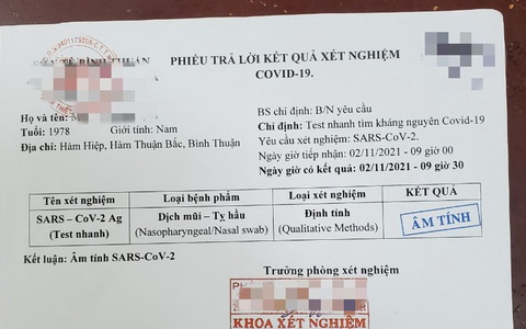 Bắt giữ 4 người buôn bán giấy xét nghiệm COVID-19 giả tại Phan Thiết