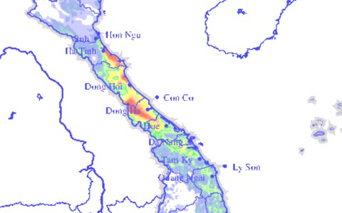 Hôm nay 18-10, miền Trung mưa rất to, không khí lạnh lan rộng