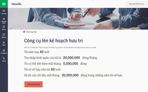 Manulife Vietnam ra mắt công cụ tính toán kế hoạch hưu trí