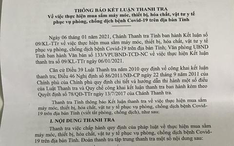 Đồng Tháp: Thiết bị phòng chống dịch COVID-19 bị 'thổi giá', thanh tra tỉnh vào cuộc