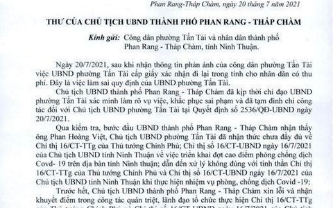 Chủ tịch TP Phan Rang - Tháp Chàm xin lỗi dân vì 'cấp dưới xử lý sai công vụ'