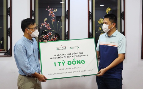 Tiếp nhận học bổng 1 tỷ đồng cho trẻ em mồ côi cha vẹ vì COVID-19 từ GREENFEED Việt Nam