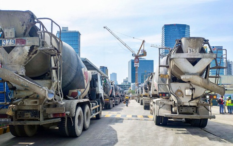 Khối bê tông 10.000m3 lớn nhất miền Nam được đổ trong một đêm