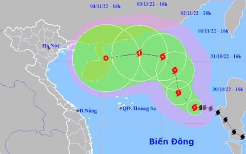 Tâm bão số 7 trên vùng biển phía đông khu vực Bắc Biển Đông