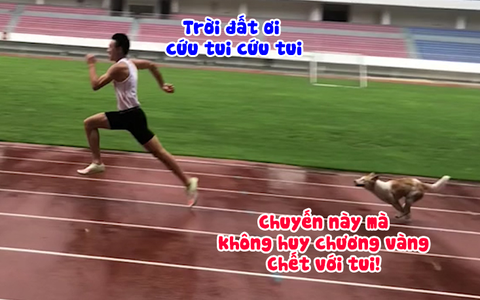Vận động viên điền kinh chạy trối chết vì bị chó rượt