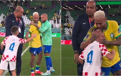 Con trai tiền đạo Croatia chạy đến an ủi Neymar khi Brazil bị loại