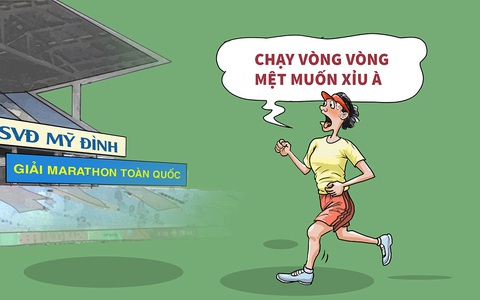 Hài hước ở Mỹ Đình: Thi marathon mà không tìm thấy vạch đích ở đâu