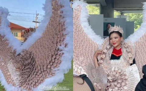 Chi 1,3 tỉ đồng làm 'đôi cánh thiên thần' bằng tiền thật tặng người yêu