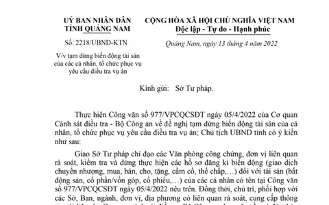 Quảng Nam tạm dừng biến động tài sản gia đình ông Trịnh Văn Quyết