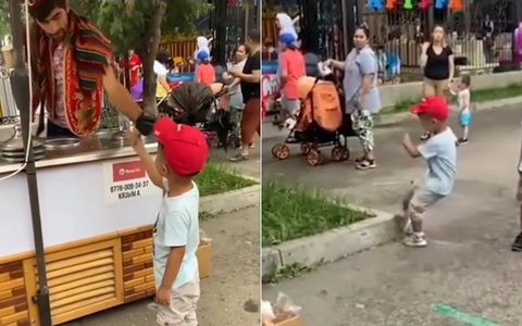 Bé trai nổi quạu với chàng trai bán kem Thổ Nhĩ Kỳ