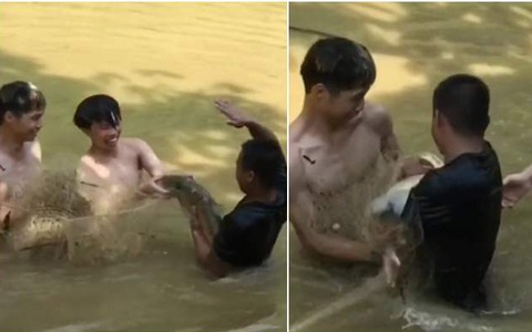 Nhóm thanh niên chưng hửng vì để sổng cá khủng