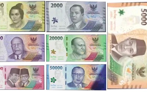 Indonesia phát hành 7 loại tiền giấy rupiah mới