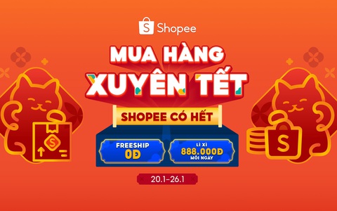 Tưng bừng mua sắm, săn lì xì xuyên Tết Quý Mão với ưu đãi từ Shopee