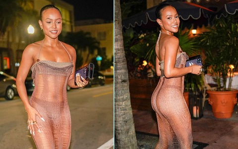 'Mỹ nhân gốc Việt' Karrueche Tran mặc váy ‘cái bang’ xuyên thấu đi… ăn tối