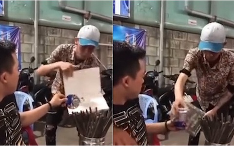 Chàng trai làm ảo thuật hô biến vỏ lon bẹp dí thành lon bia