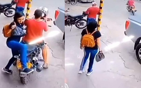 Chàng trai chạy xe máy bỏ rơi bạn gái mà không hay biết