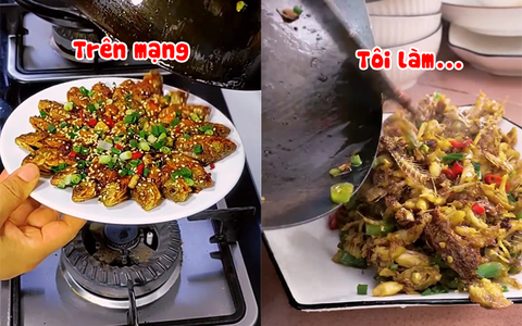 Cười sảng với cô gái học nấu ăn trên mạng
