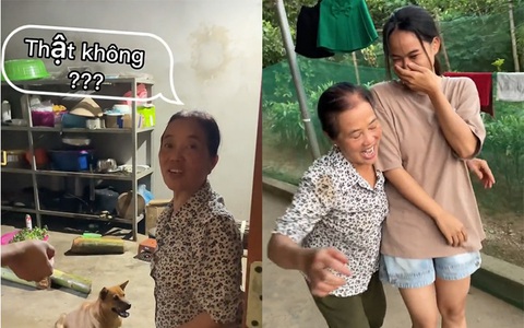 Mẹ nhảy nhót vui mừng khi con trai báo tin vợ có bầu