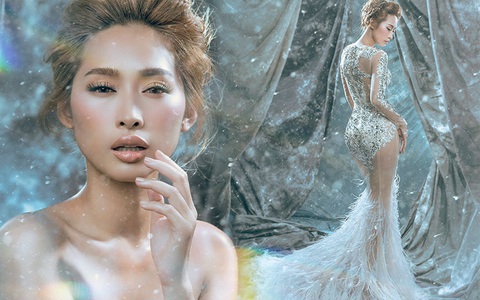 Quỳnh Thy hóa nữ thần mùa đông với váy xuyên thấu sexy