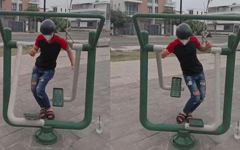 Chàng trai thử thách độ cứng xương ống đồng bằng vũ điệu làng lá