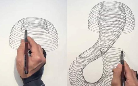 Chàng trai vẽ vòng tròn đều như máy