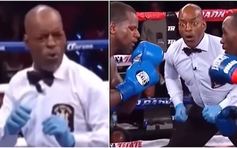 Biểu cảm tấu hài của trọng tài boxing