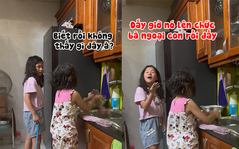 Em gái nổi nóng vì đang rửa bát mà chị gái cứ giỡn nhây