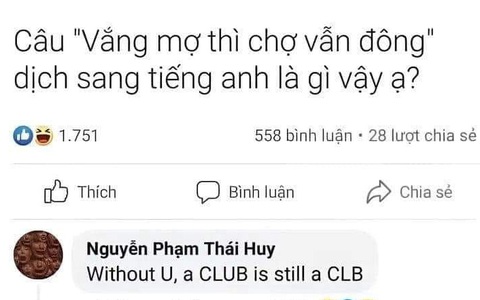 Ảnh vui 25-4: 'Vắng mợ chợ vẫn đông' dịch sang tiếng Anh là gì?