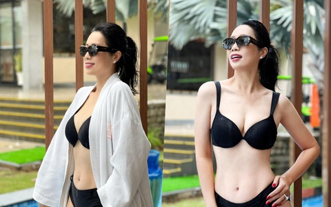 NSƯT Trịnh Kim Chi lại 'đốt mắt' với bikini ở tuổi 51